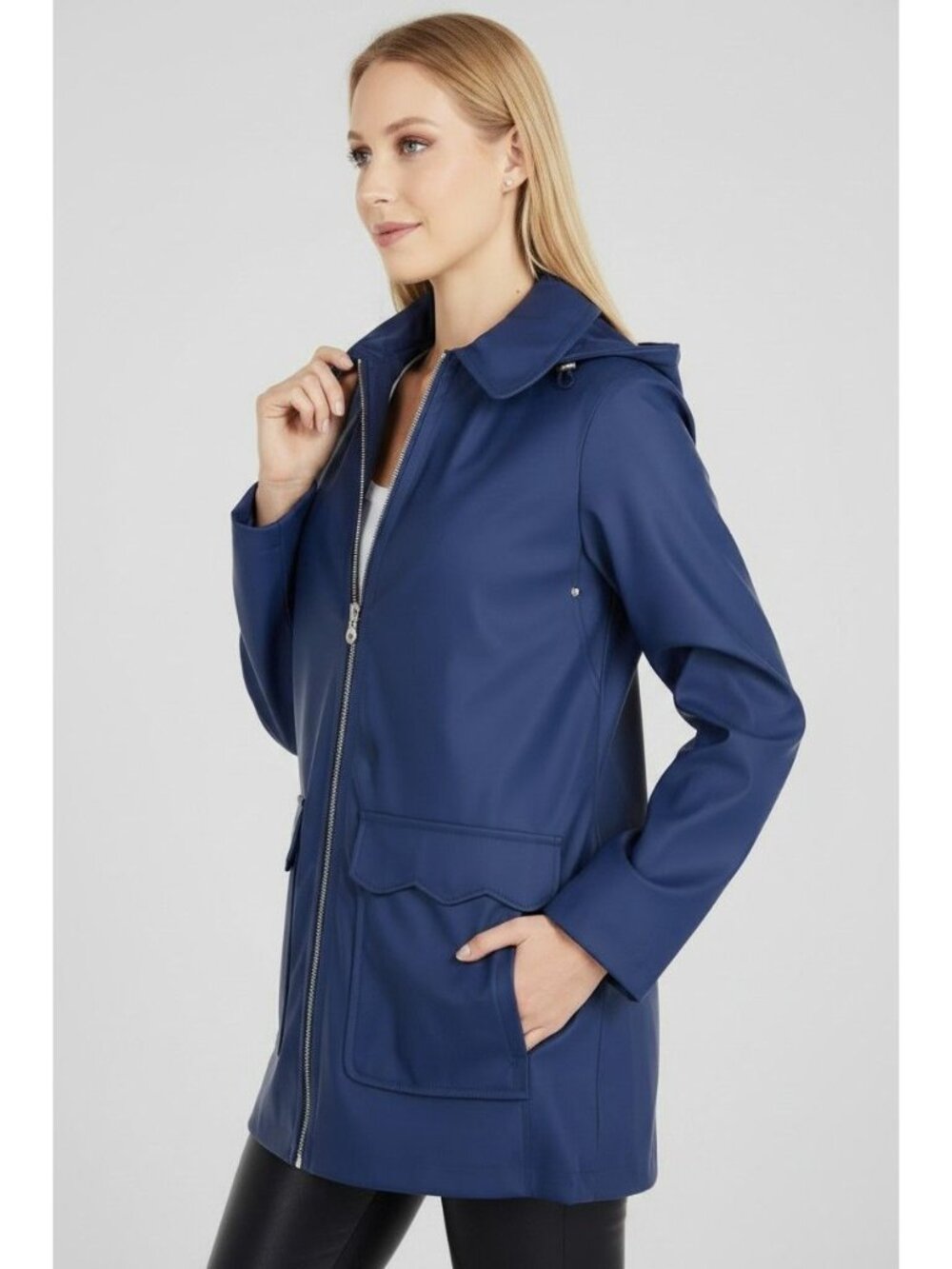 Kate Spade Navy Scallop Trim Rain Jacket for Women - Small, New with Tags - Picture 6 of 6